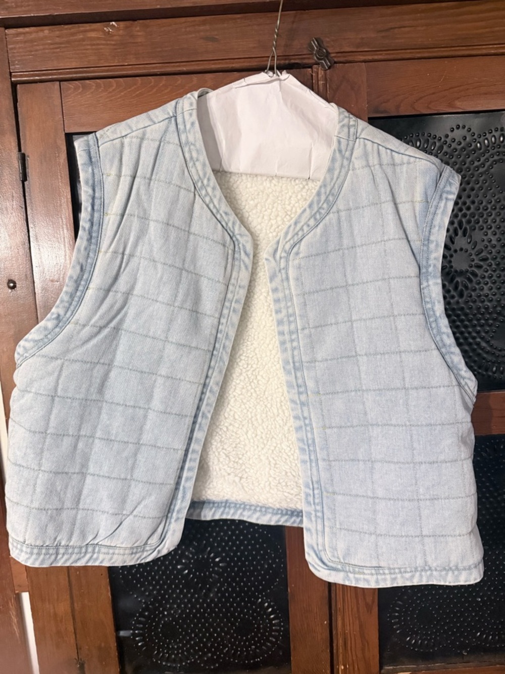 Aaron & Amber brand Denim Quilted Sherpa-Lined Vest